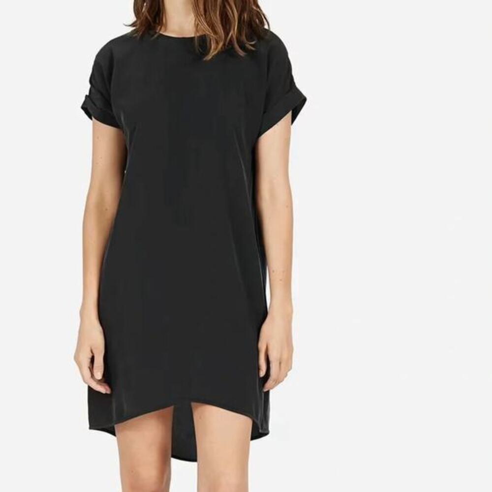 Everlane Black Silk T-Shirt Dress Small Short Sleeve Mini
